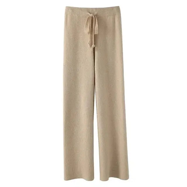 Vintage Casual Knitted Wide Leg Pants