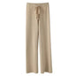 Vintage Casual Knitted Wide Leg Pants light beige Small