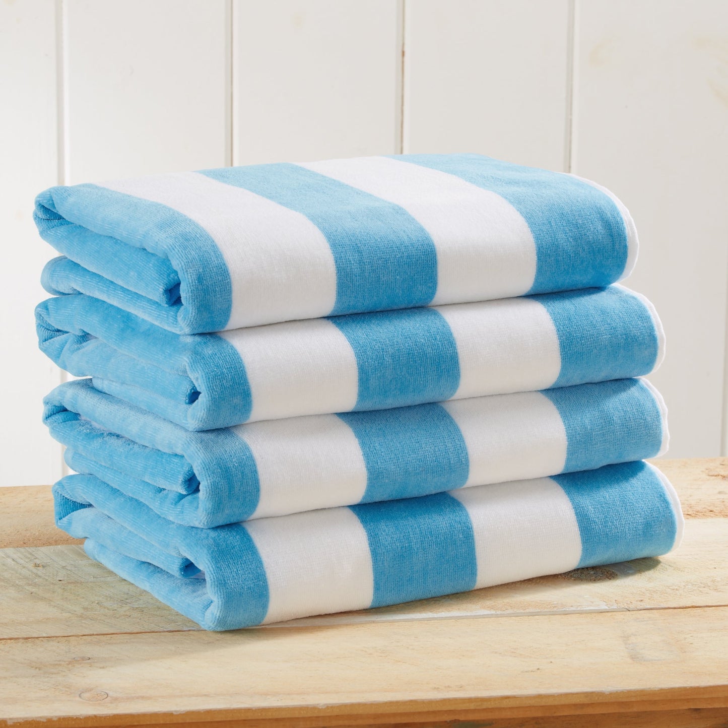 Cotton Velour Cabana Stripe Beach Towel - Novia Collection - -