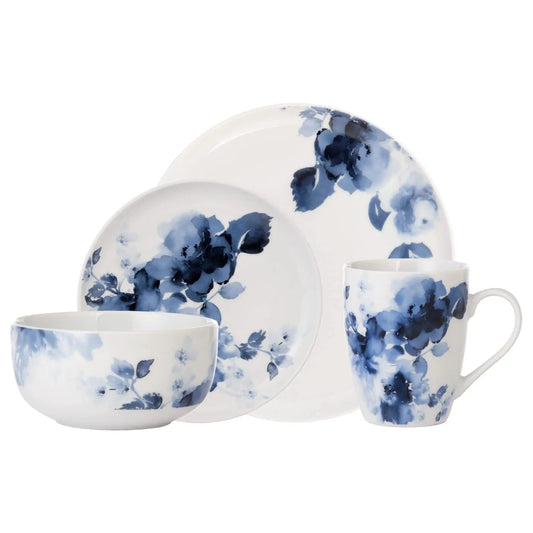 Safdie & Co. Midnight Rose 16 Piece Dinnerware Set Service for 4 - - dinnerware