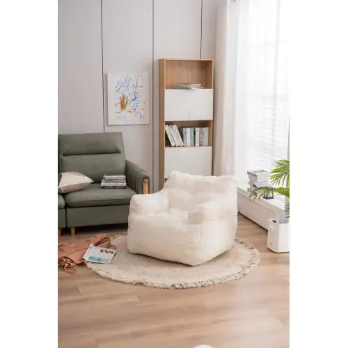 Soft Teddy Tufted Foam Bean Bag Chair - - chair