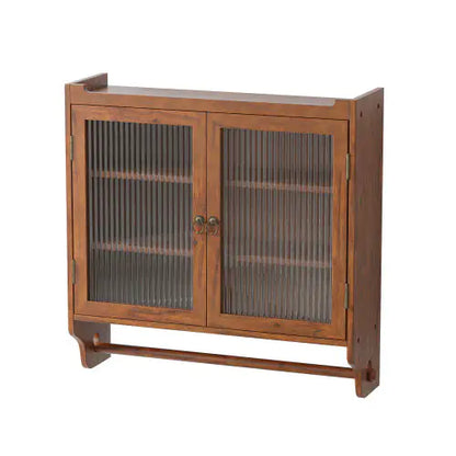 Glass Three Tier Double Door Wall Cabinet with Towel Rail - Kia Day Design