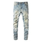 Men's Torn Graffiti Stretch Slim Fit Jeans