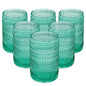UPZAI Vintage Drinking Glasses Glassware: 15oz Water Cups Set of 6 - Thick Glass Vintage Hobnail Tumbler for Cocktail Whiskey Wine Beer Juice (6pcs Aqua Blue) Kia Day Design