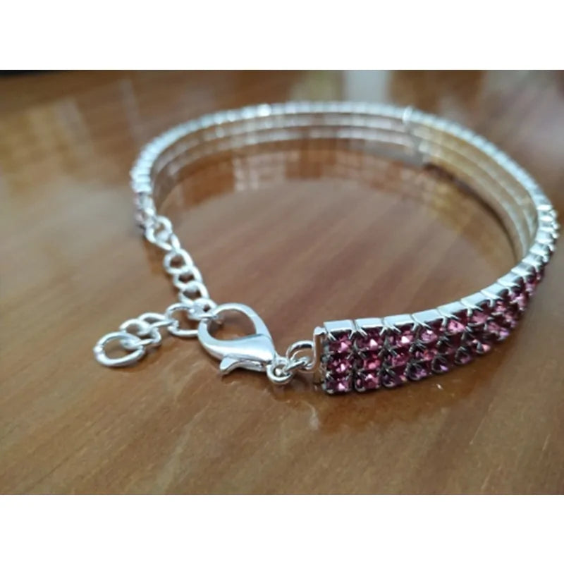 Heart-Shaped Rhinestone Dog Collar