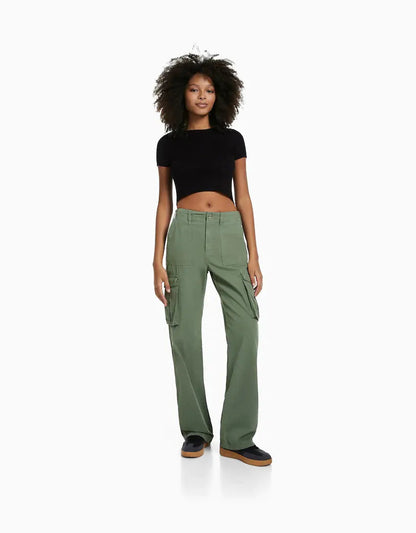 2023 Spring/Summer Casual Olive Green Cargo Pants Kia Day Design