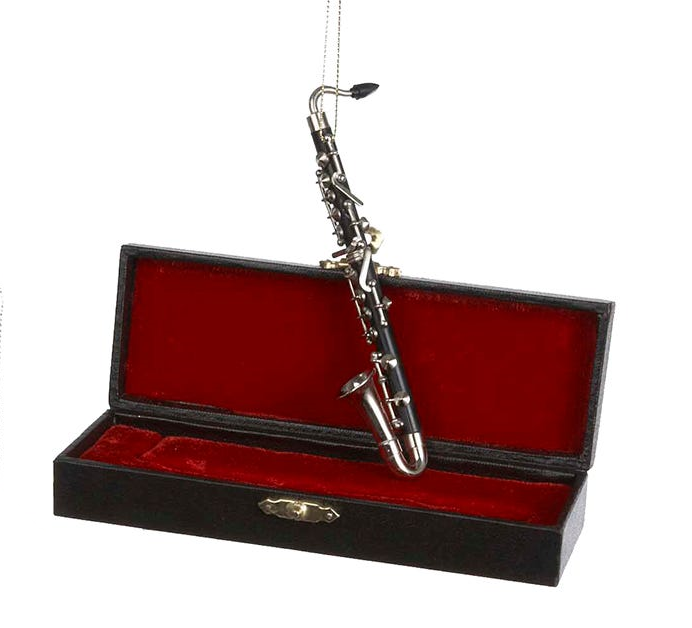 Bass Clarinet Ornament with Case - Default Title - Christmas >> Ornaments >> Instruments